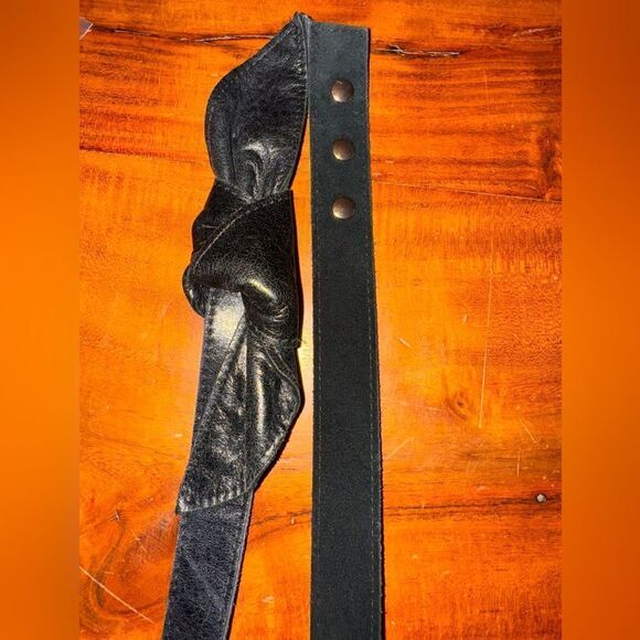 Nikki Jaffa Black Leather Belt w/ Knotted Detail & Snap Closure main image 7